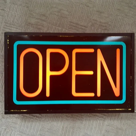 Vintage OPEN light up sign, approx 21”x13”x4.5”